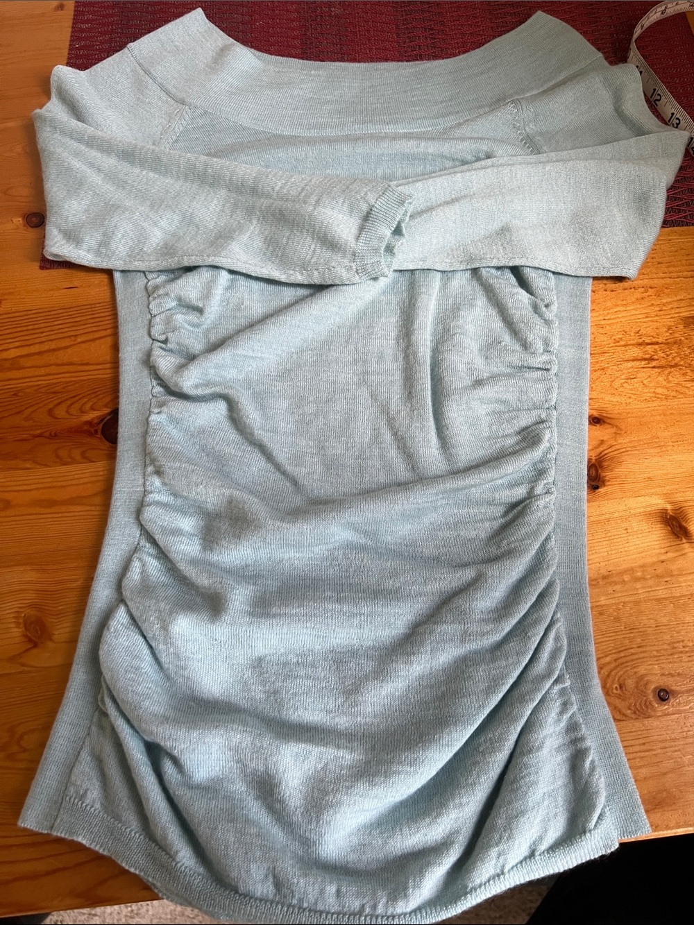 Forenza Light Teal Ruched Back Long Sleeve Top